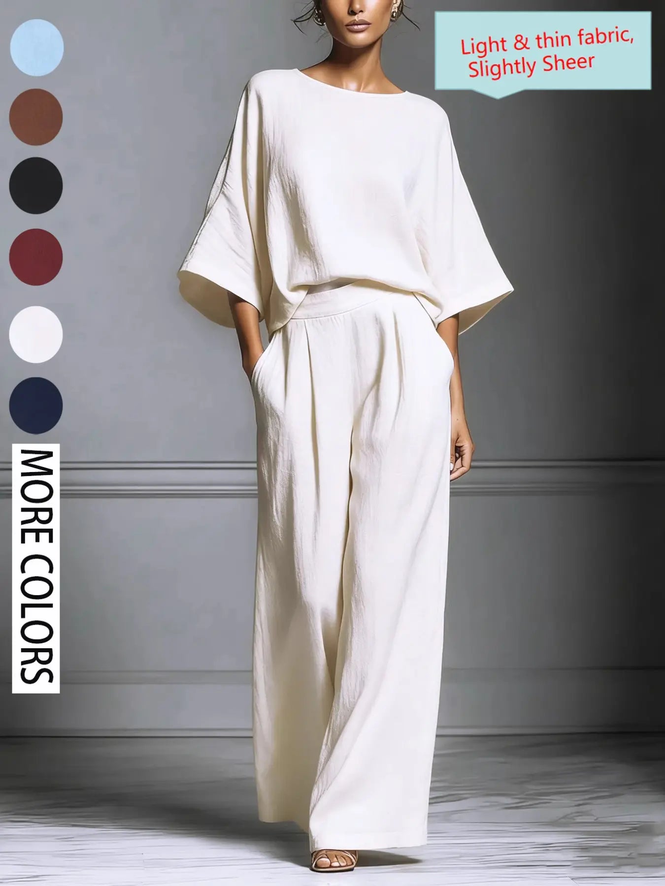 Women's Summer Fashion Elegant Basic Bell Sleeve Set, Casual European and American Style, Trendy Ladies' Clothing for 2026