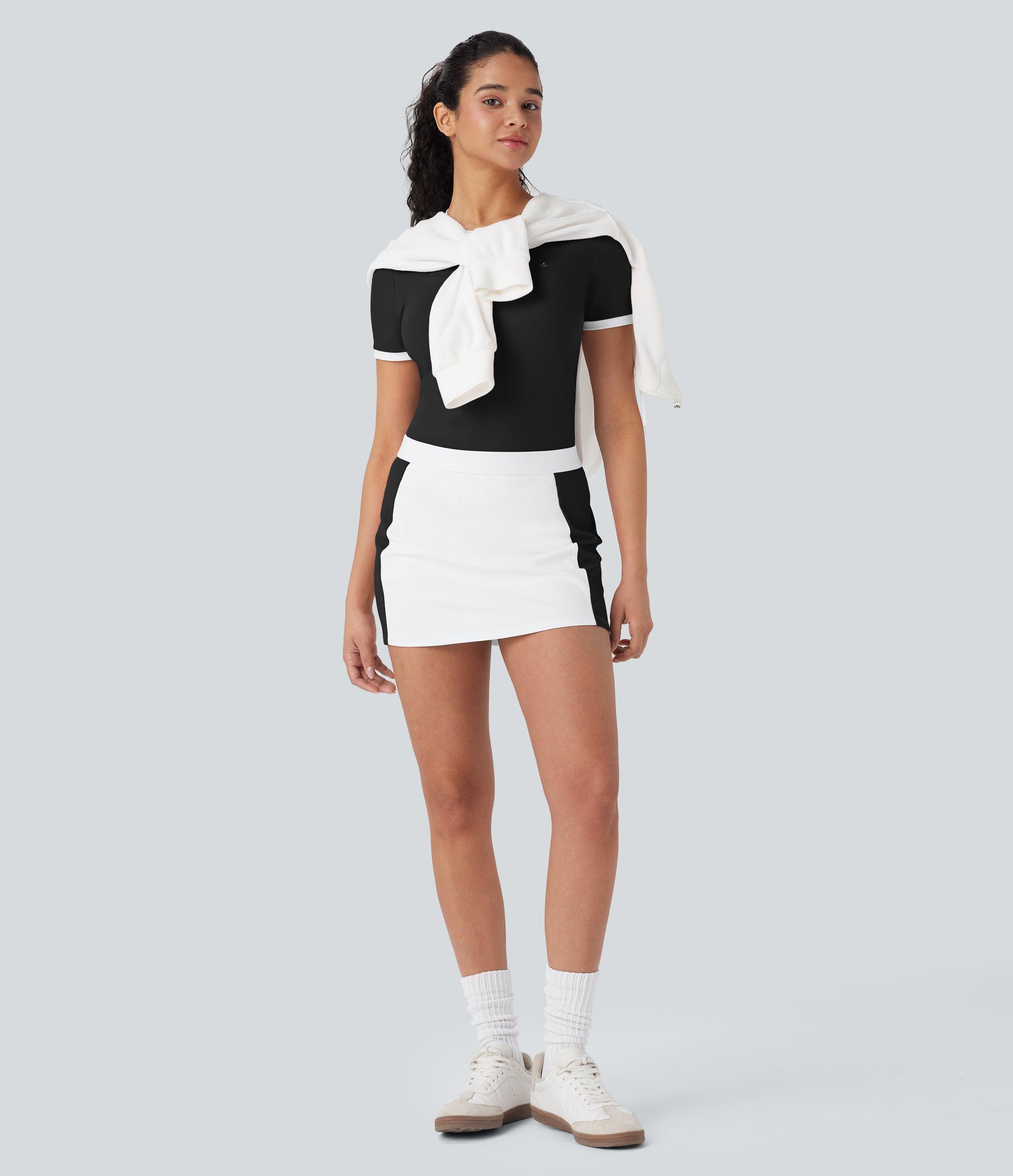 SoftlyZeroTM Airy Mid Rise Color Block 2-in-1 Cool Touch Bodycon Mini Casual Skirt-UPF50+