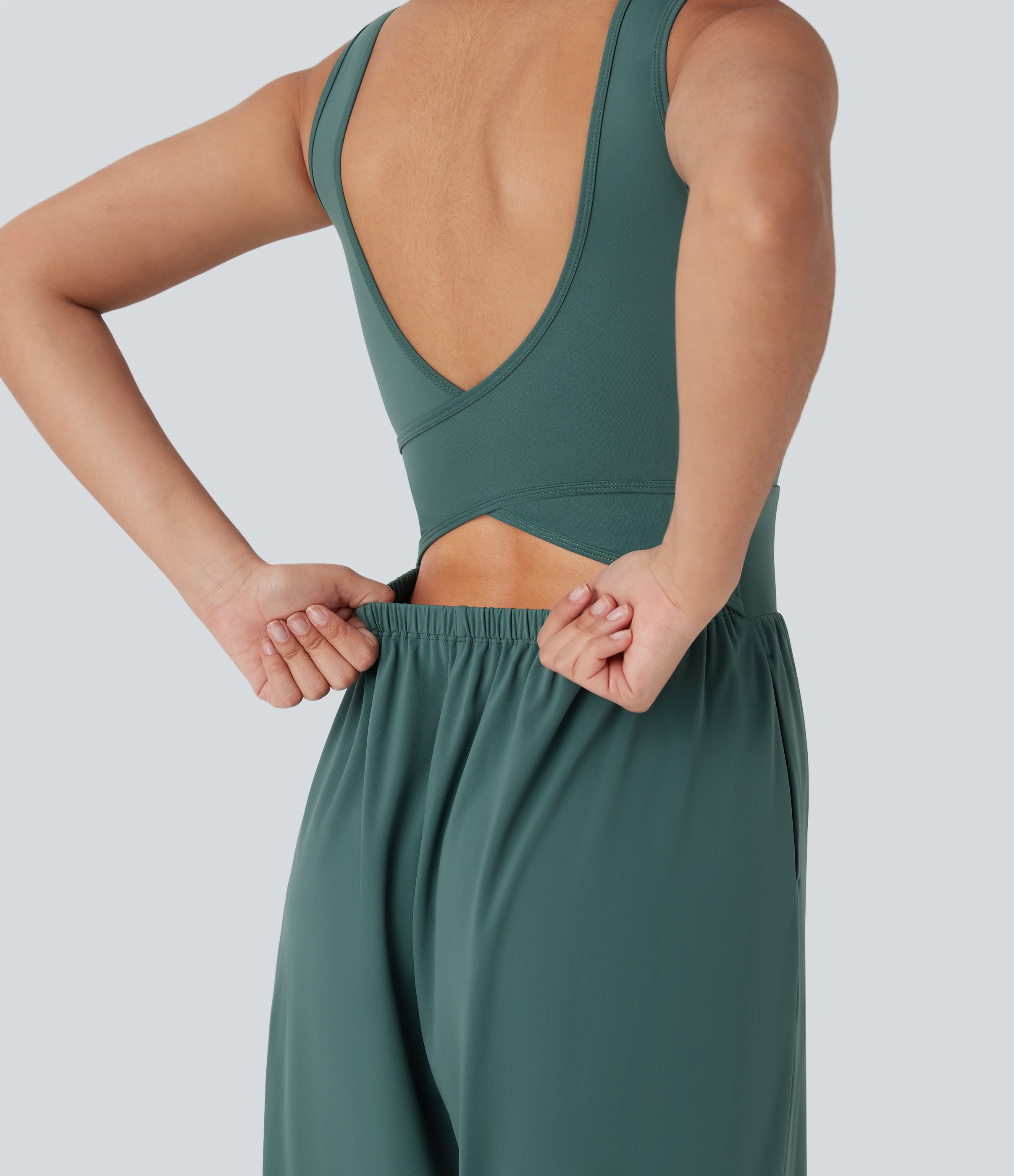 SoftlyZeroTM Airy Wide Leg Cool Touch Yoga Jumpsuit with Pockets-Easy Peezy