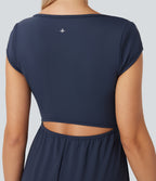 SoftlyZeroTM Airy Short Sleeve Wide Leg Cool Touch Yoga Jumpsuit with Pockets-Easy Peezy Edition