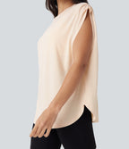 Dropped Shoulder Curved Hem Yoga Sports Top