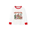 Family Christmas White Pajamas Set With Colorful Xmas Pattern Print