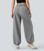 Mid Rise Wide Leg Cool Touch Casual Pants with Pockets