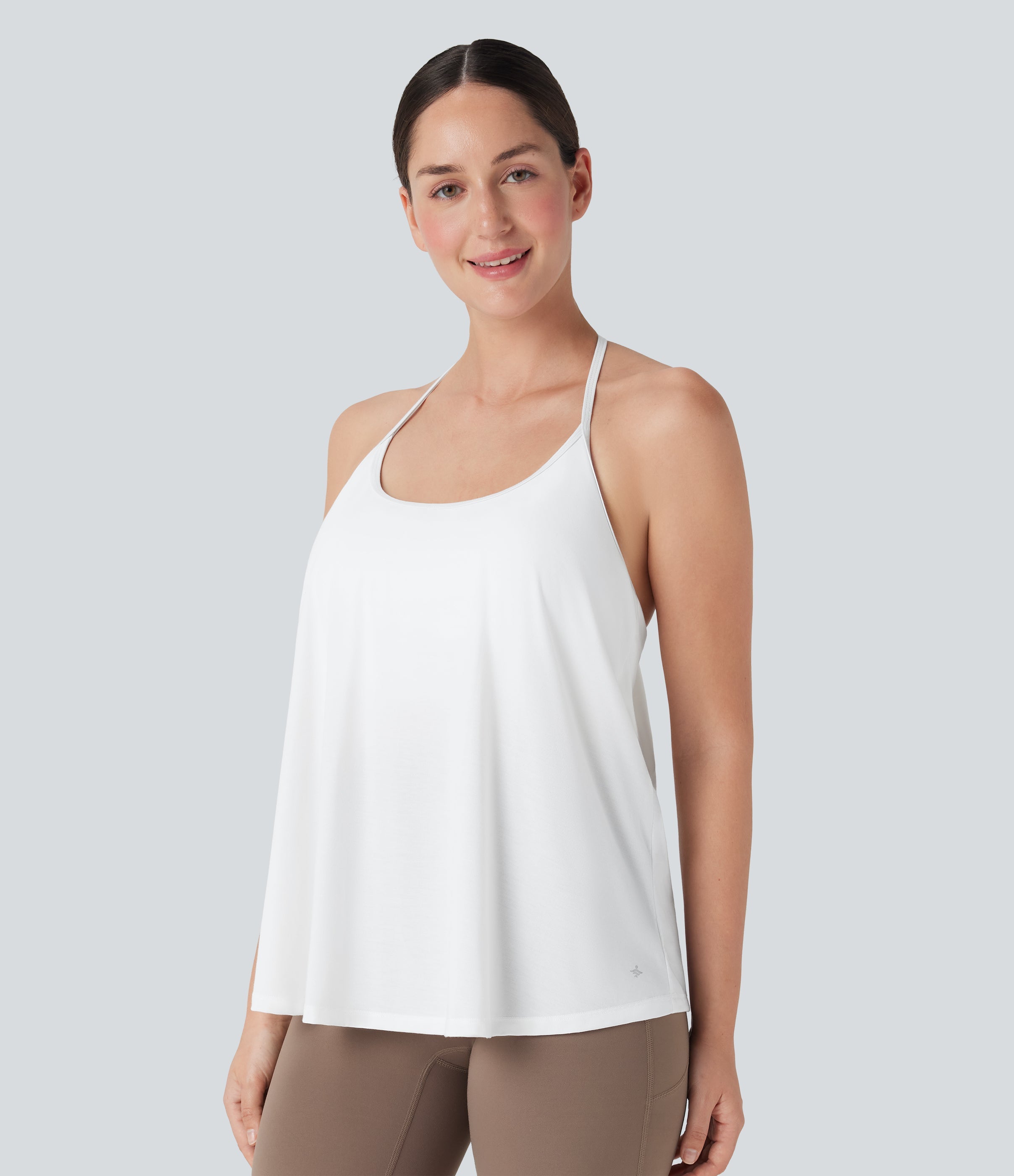 SoftlyZeroTM Airy Halter Draped Cool Touch Yoga Sports Top-D/DD/DDD/F Cups-UPF50+