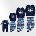 Joyful Blue Christmas Pajamas Set with Christmas Tree and Slogan Designs