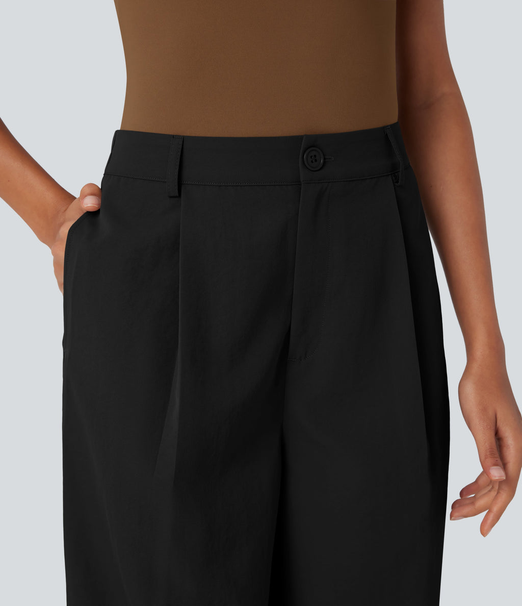 High Waisted Wide Leg Casual Cargo Pants with Pockets