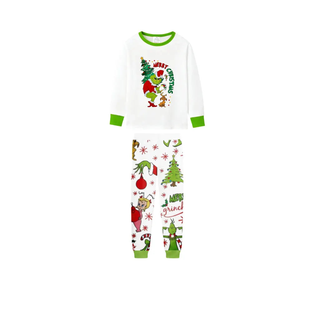 Holiday Family Christmas Pajamas Set With Funny Xmas Character Pattern Print