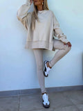 Women's Casual Drop Shoulder Sweatshirt Set