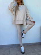 Women's Casual Drop Shoulder Sweatshirt Set