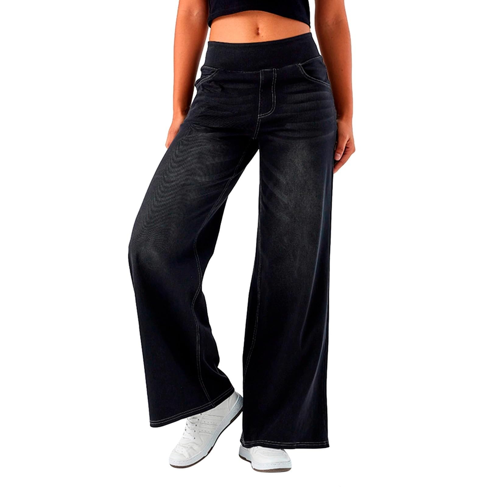2026🔥FlexTM High Waisted Multiple Pockets Washed Stretchy Knit Casual Bootcut Jeans