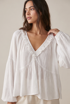 Airy Vintage-Inspired Ruffle Soft Ruffle Bohemian Blouse