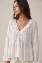 Airy Vintage-Inspired Ruffle Soft Ruffle Bohemian Blouse