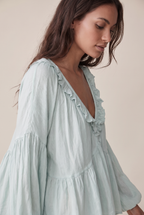 Airy Vintage-Inspired Ruffle Soft Ruffle Bohemian Blouse
