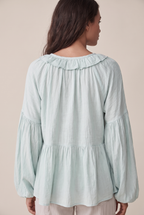 Airy Vintage-Inspired Ruffle Soft Ruffle Bohemian Blouse