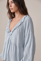 Airy Vintage-Inspired Ruffle Soft Ruffle Bohemian Blouse