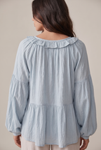 Airy Vintage-Inspired Ruffle Soft Ruffle Bohemian Blouse