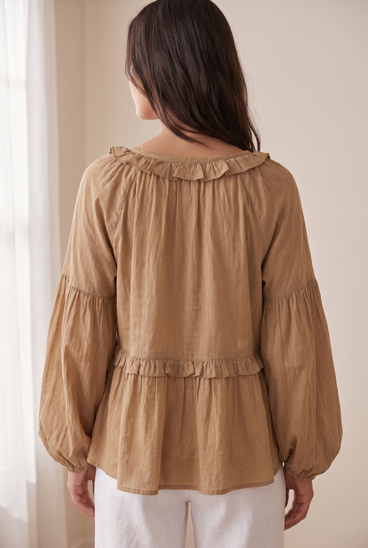 Airy Vintage-Inspired Ruffle Soft Ruffle Bohemian Blouse
