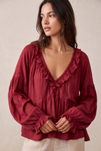 Airy Vintage-Inspired Ruffle Soft Ruffle Bohemian Blouse