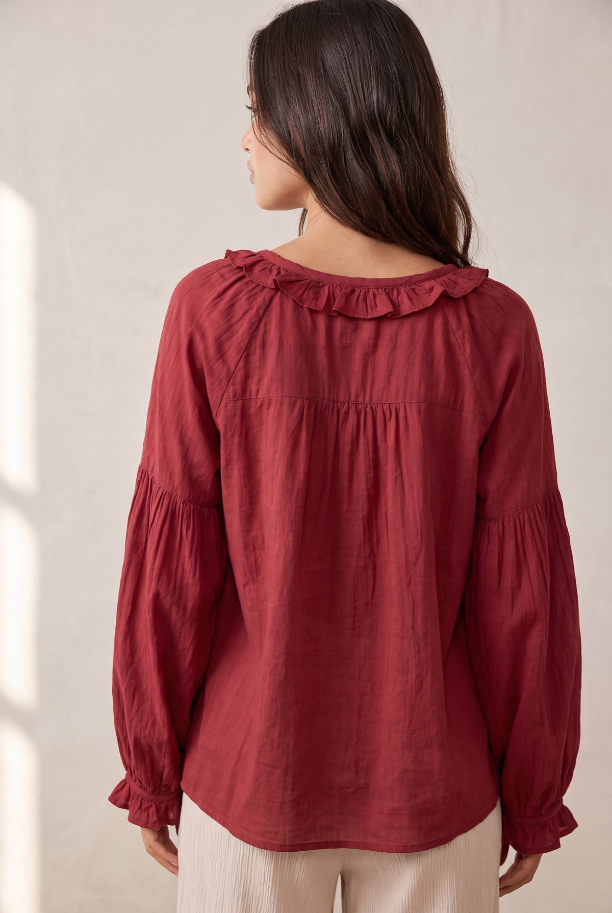 Airy Vintage-Inspired Ruffle Soft Ruffle Bohemian Blouse