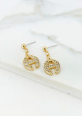 Diamante Dangle Oval Earrings