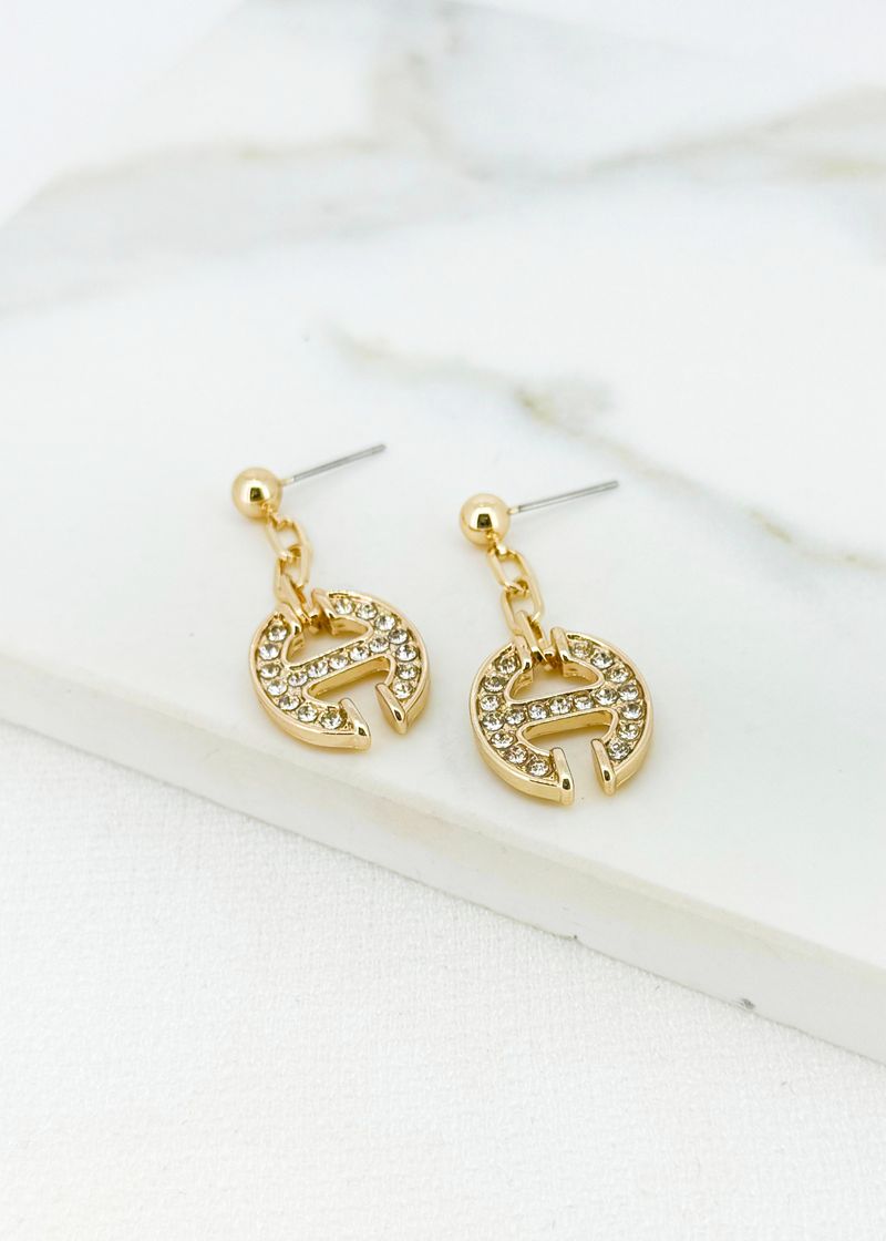 Diamante Dangle Oval Earrings