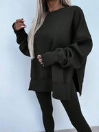 Women's Casual Drop Shoulder Sweatshirt Set