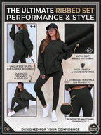 Women's Casual Drop Shoulder Sweatshirt Set