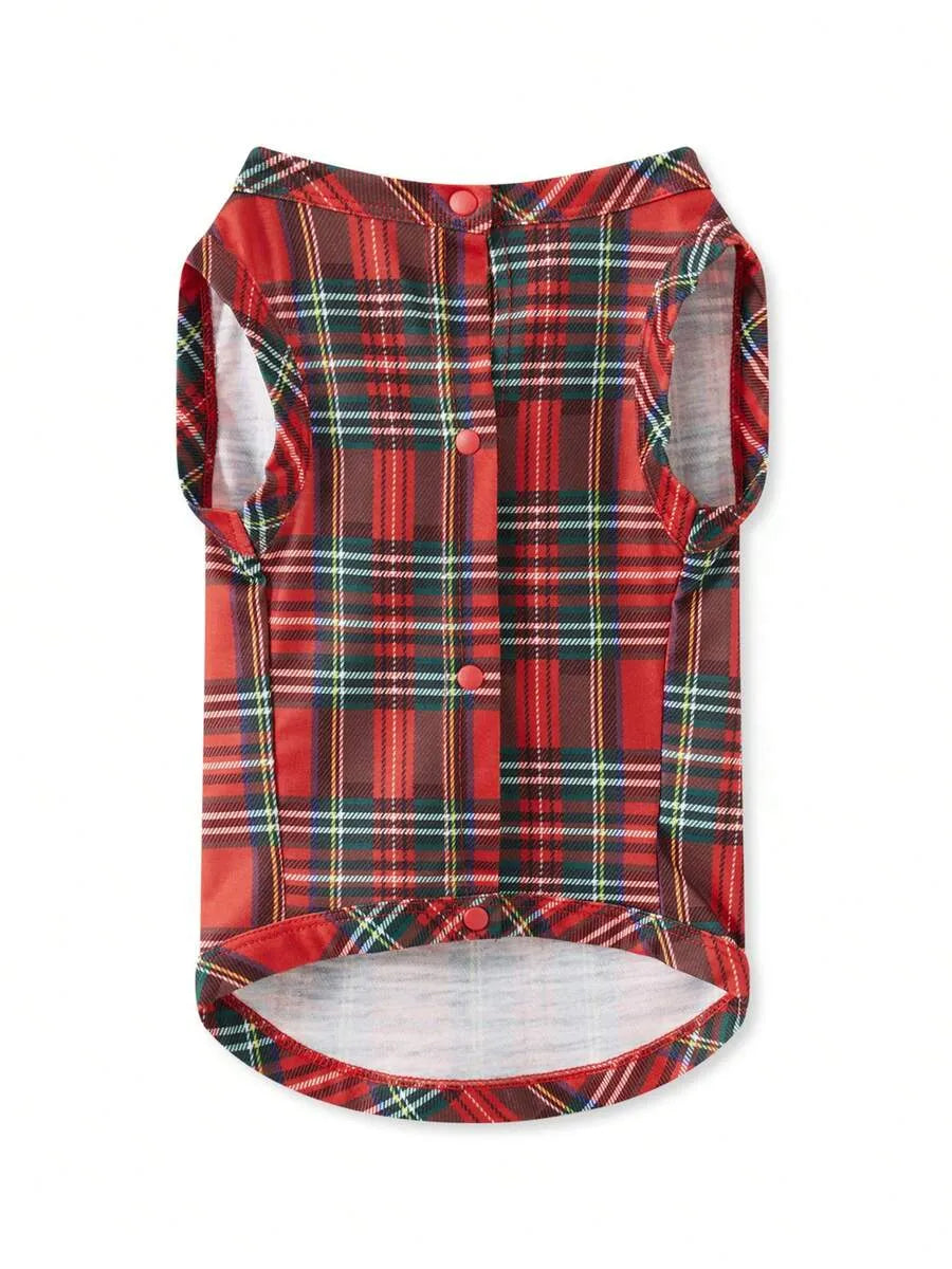 Christmas Plaid Family Matching Pajamas Set - Red Plaid Button-down Sleepwear For Men, Women, Kids & Baby, Festive Holiday Pjs