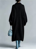 Women's Medium-Length Knit Coat, Fall Winter New Arrival, High-End Single Button Round Neck, Soft Comfortable Thickened, Elegant Casual Fashion