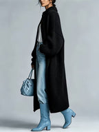 Women's Medium-Length Knit Coat, Fall Winter New Arrival, High-End Single Button Round Neck, Soft Comfortable Thickened, Elegant Casual Fashion