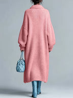 Women's Medium-Length Knit Coat, Fall Winter New Arrival, High-End Single Button Round Neck, Soft Comfortable Thickened, Elegant Casual Fashion
