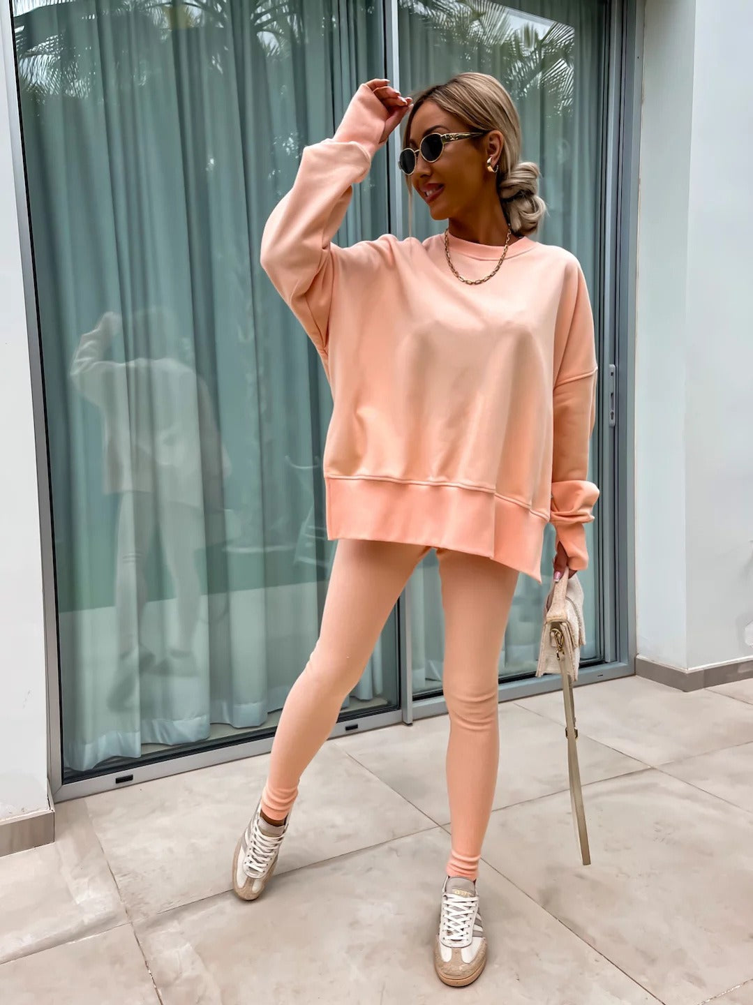 Women's Casual Drop Shoulder Sweatshirt Set