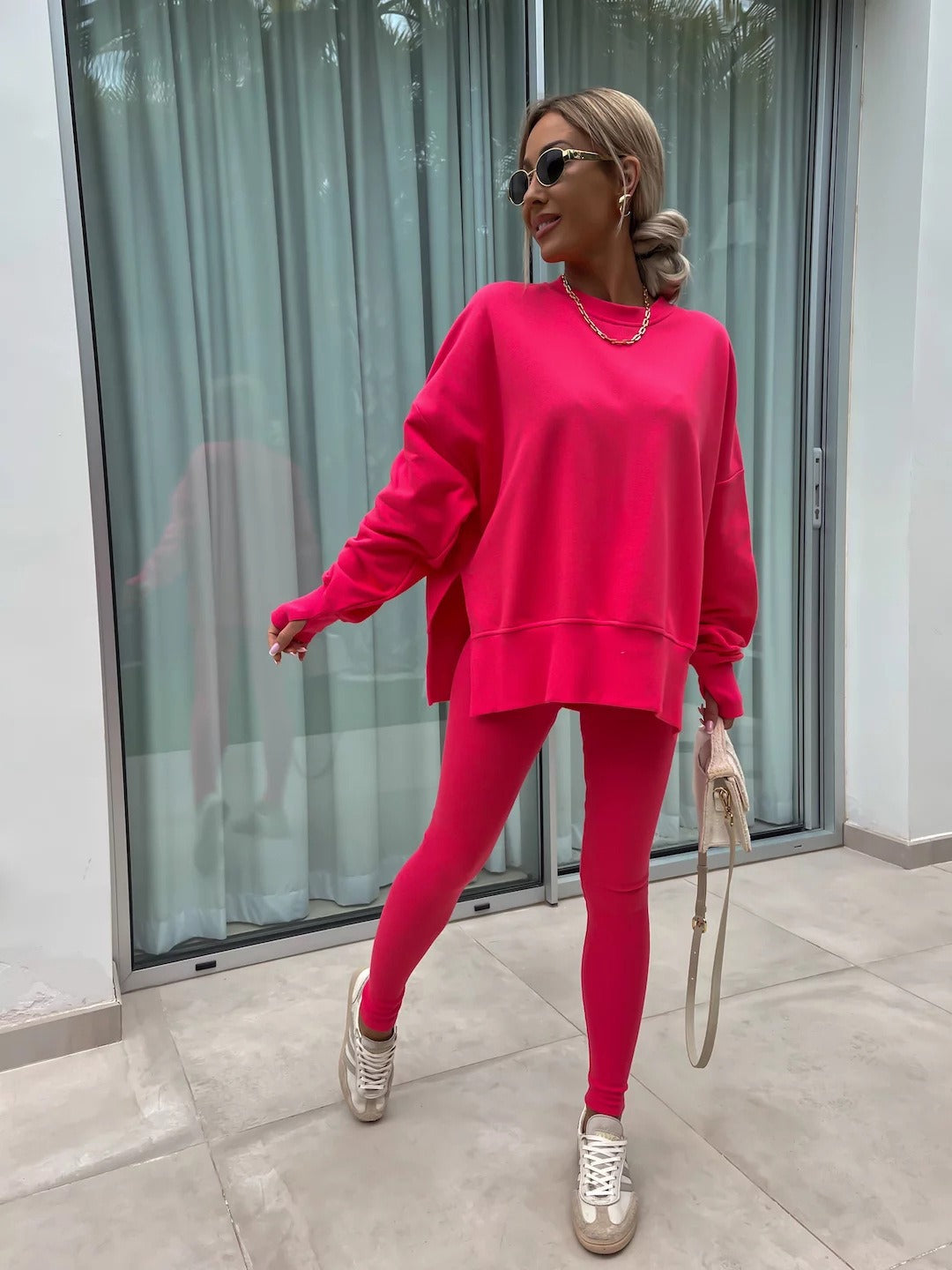 Women's Casual Drop Shoulder Sweatshirt Set
