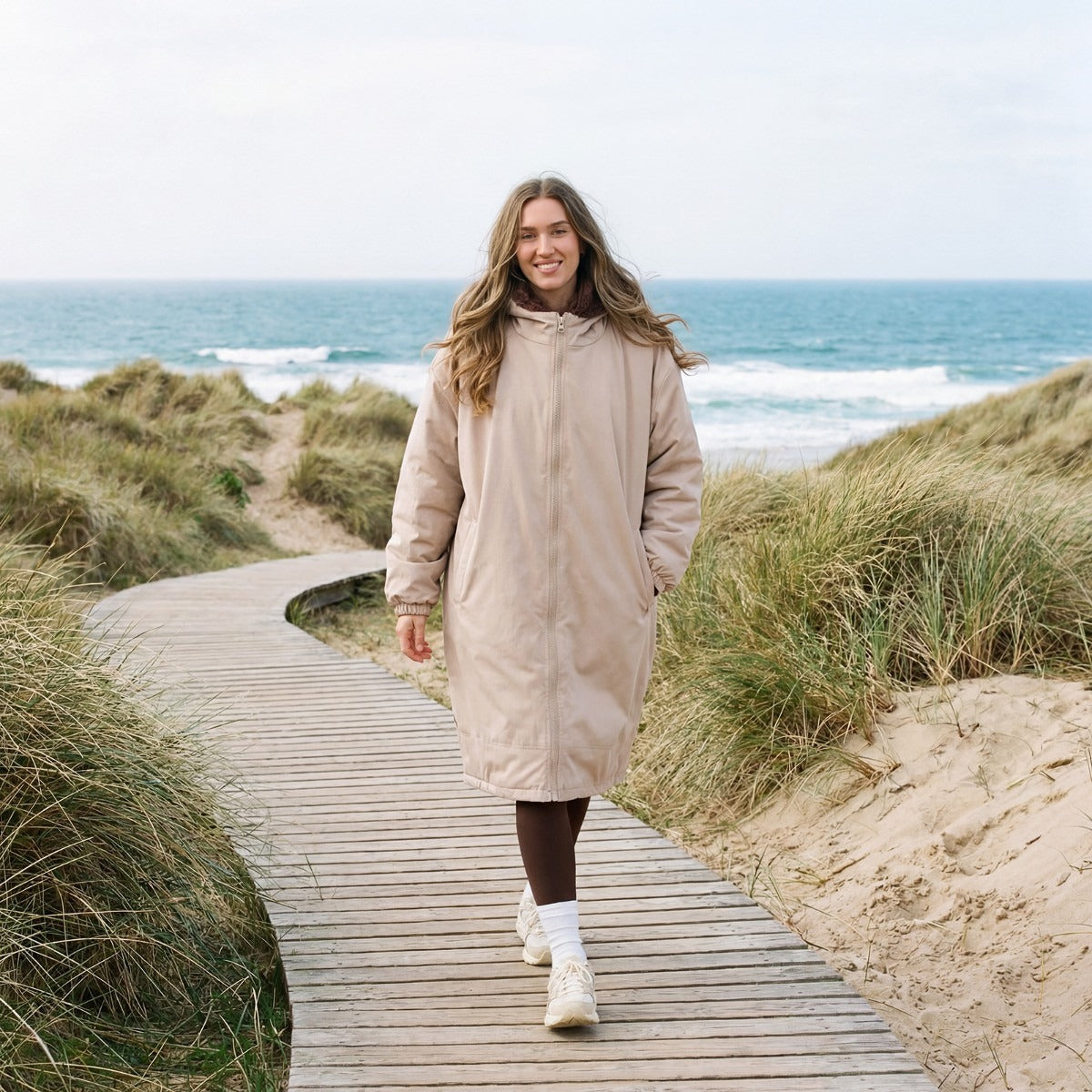 2026 NewDrying Robe Water Resistant Wind Resistant Changing Soft Sherpa Fleece Lined Oversized Hooded Long Sleeve Coat Jacket