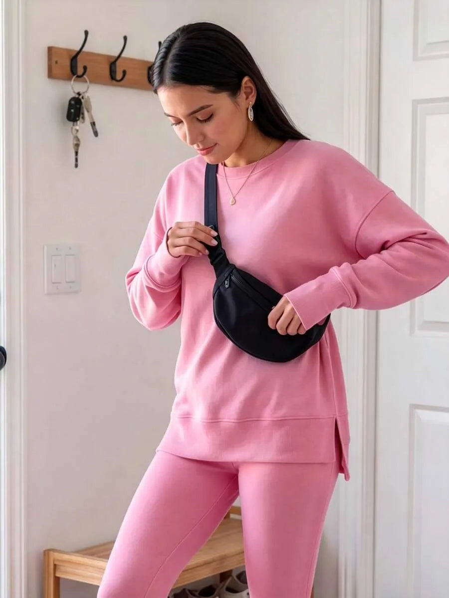 Women's Casual Drop Shoulder Sweatshirt Set