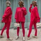 Women's Casual Drop Shoulder Sweatshirt Set