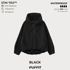 Short Oversized Rain Jacket With Bubble Hem,Loose Fit