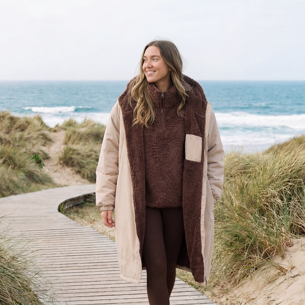 2026 NewDrying Robe Water Resistant Wind Resistant Changing Soft Sherpa Fleece Lined Oversized Hooded Long Sleeve Coat Jacket
