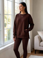 Women's Casual Drop Shoulder Sweatshirt Set