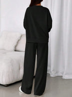Women's Fall Winter New Long Sleeve Round Neck Sweatshirt and Pants Set, Casual Loose-Fitting Two-Piece Fashion, Travel Party Inspiration