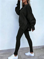 Women's Casual Drop Shoulder Sweatshirt Set