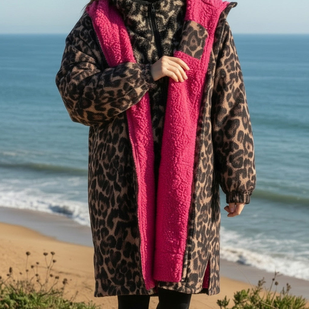 2026 NewDrying Robe Water Resistant Wind Resistant Changing Soft Sherpa Fleece Lined Oversized Hooded Long Sleeve Coat Jacket