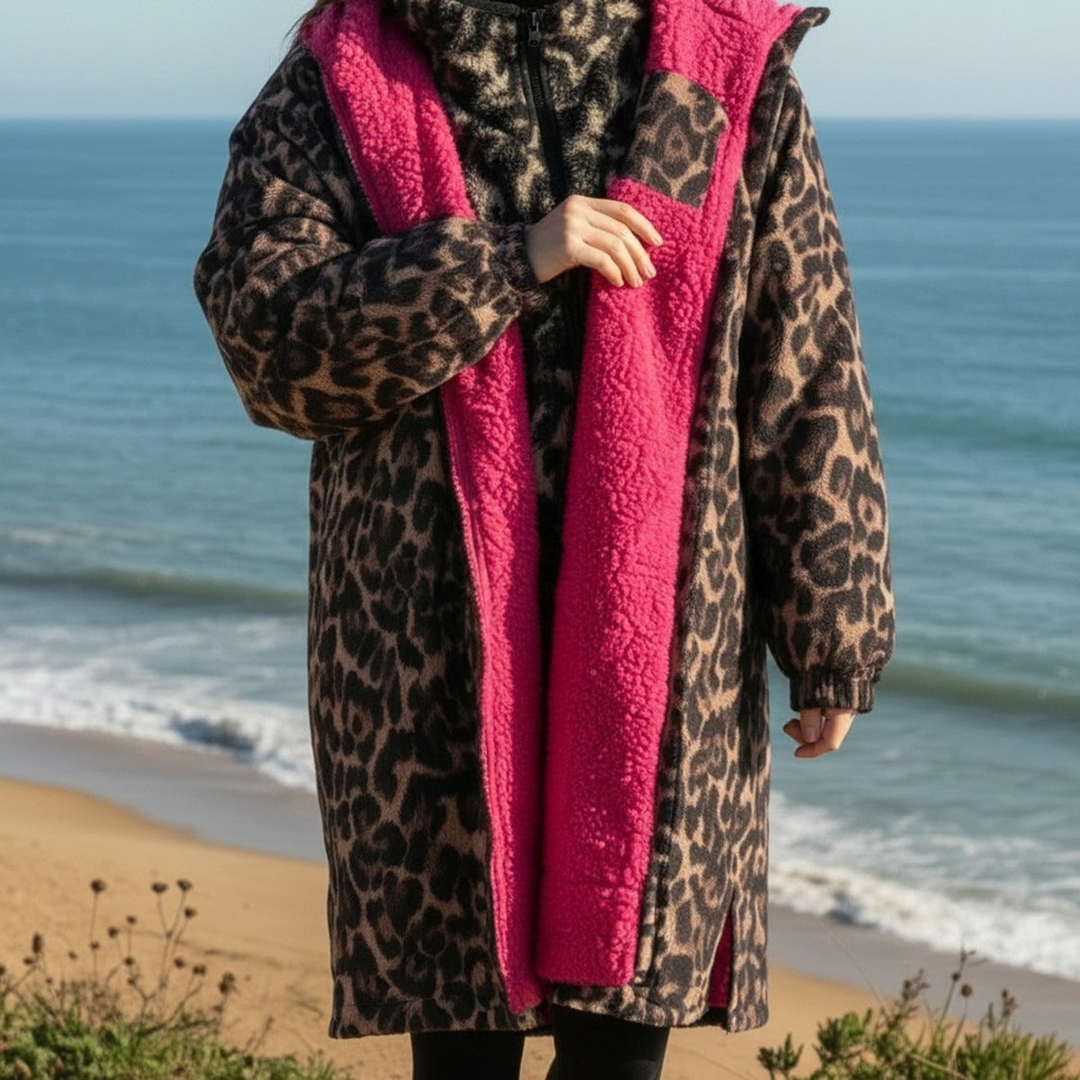 2026 NewDrying Robe Water Resistant Wind Resistant Changing Soft Sherpa Fleece Lined Oversized Hooded Long Sleeve Coat Jacket