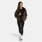Print Water Resistant Sherpa Cropped Drying Robe