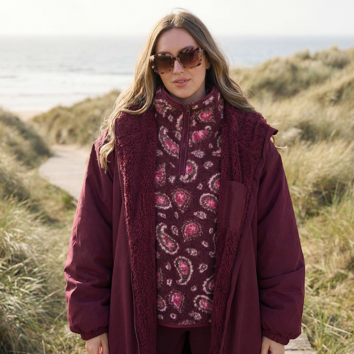 2026 NewDrying Robe Water Resistant Wind Resistant Changing Soft Sherpa Fleece Lined Oversized Hooded Long Sleeve Coat Jacket