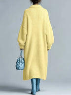 Women's Medium-Length Knit Coat, Fall Winter New Arrival, High-End Single Button Round Neck, Soft Comfortable Thickened, Elegant Casual Fashion