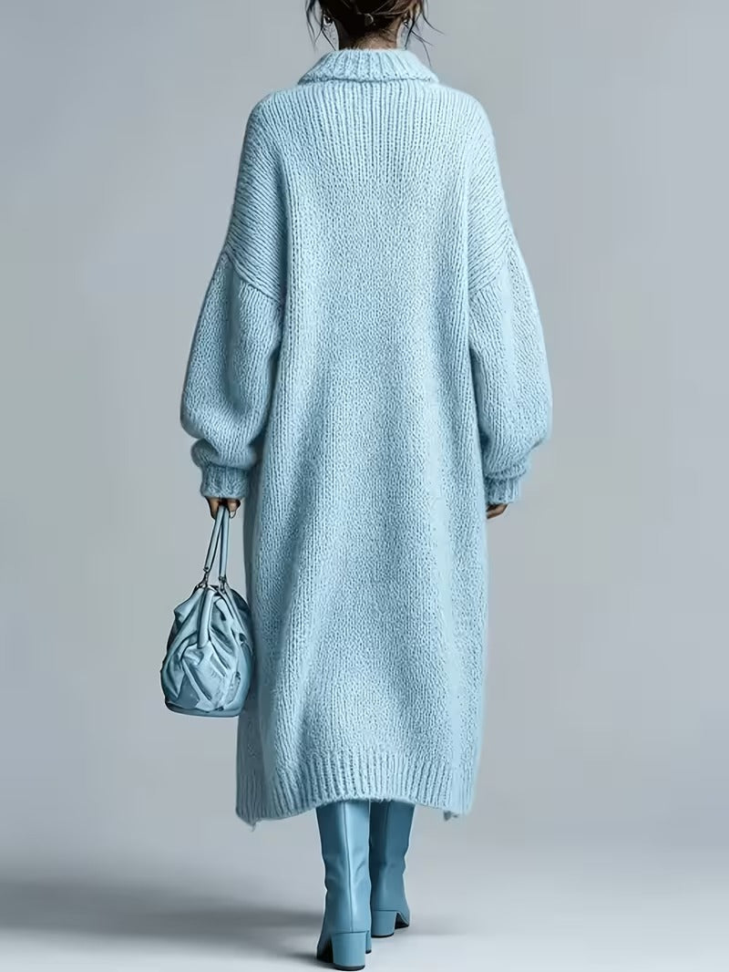 Women's Medium-Length Knit Coat, Fall Winter New Arrival, High-End Single Button Round Neck, Soft Comfortable Thickened, Elegant Casual Fashion