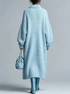 Women's Medium-Length Knit Coat, Fall Winter New Arrival, High-End Single Button Round Neck, Soft Comfortable Thickened, Elegant Casual Fashion