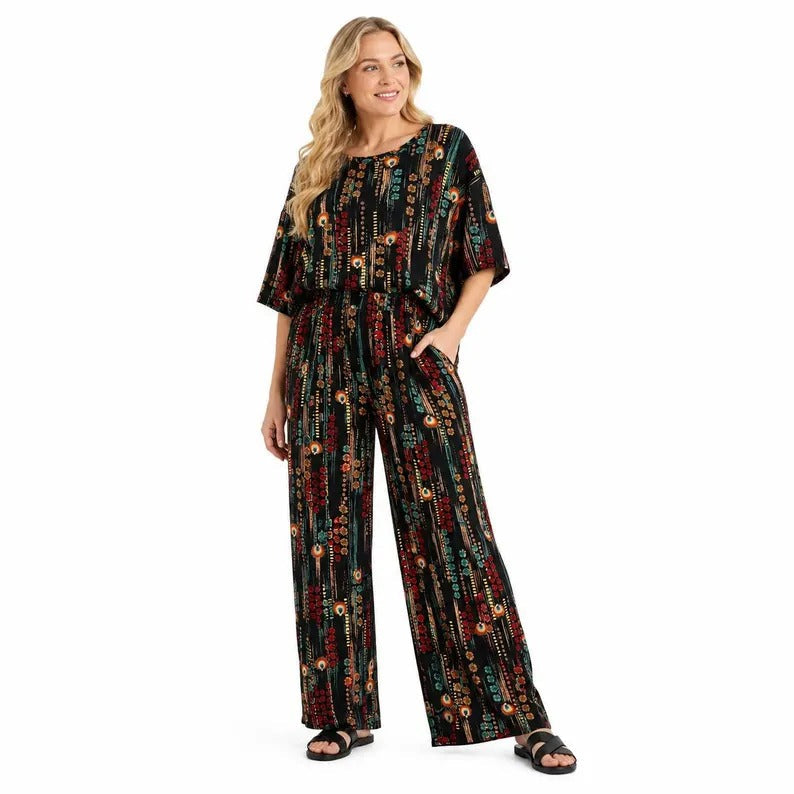 LADIES COMFORT LOUNGE CO-ORD SETS UPGRADED FRESH COOL FABRIB JUST MADE FOR MOST COMFORT SENSATION DURING SUMMER TIMES SUPER STRETCHY 3D PATTERNS VERSATILE FOR MOST VIBES ONE SIZE FITS