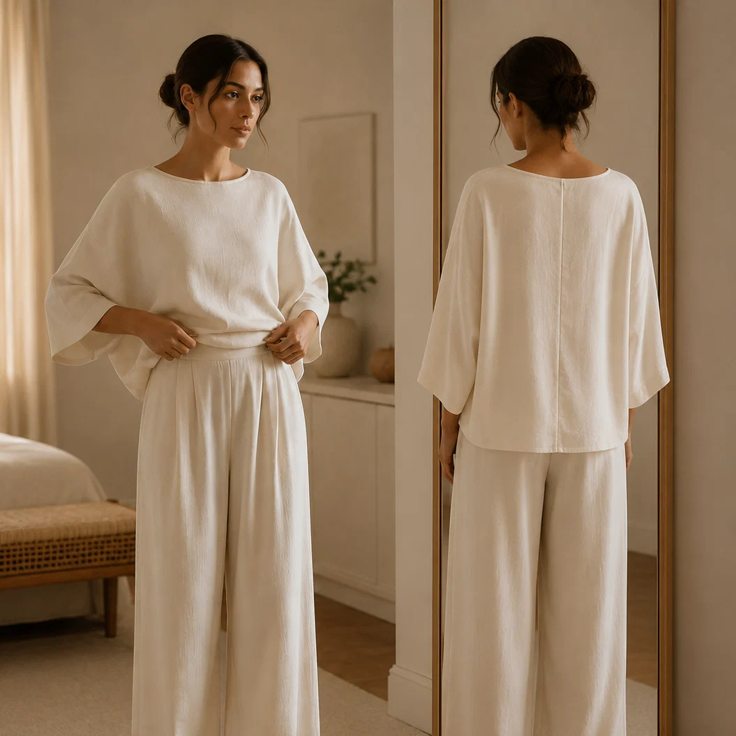 Women's Summer Fashion Elegant Basic Bell Sleeve Set, Casual European and American Style, Trendy Ladies' Clothing for 2026